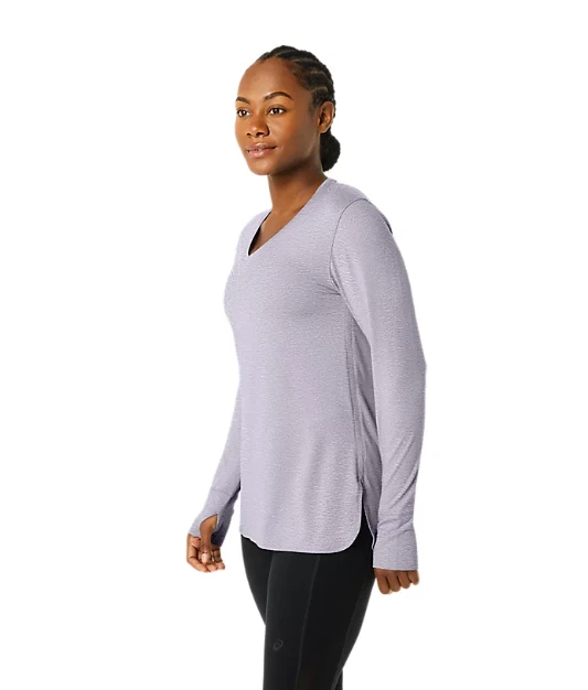 Blusa ASICS feminina XL urze manga longa em urze violeta crepúsculo - Imagem 3 de 4