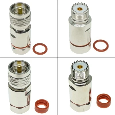 UHF Male PL259 Female SO239 Connector 1/2" Corrugated Andrew Heliax Superflex - Image 1 of 4