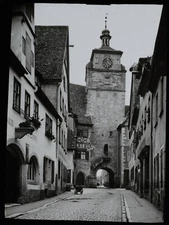Magic Lantern Slide ROTHENBURG CLOCK TOWER C1920 PHOTO .. GERMANY