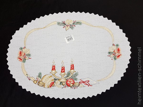 Tischdeckchen Tischdecke Deckchen Weihnachten TischläUfer 35X50 Oval Kerzen Neu-image