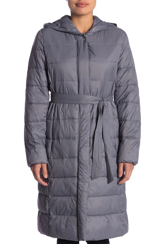 Cole Haan 164653 Women's Long sleeves Hooded Quilted Coat Solid Gray Sz. XL - Image 2 of 3