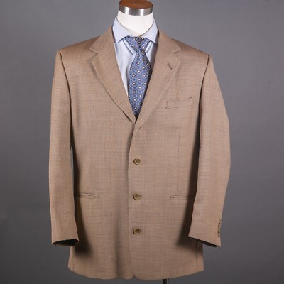 Daniel Hechter Mens Sport Coat 44R Brown Houndstooth Four Button Business  Jacket