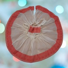Vtg Baby/Toddler Pinafore Apron Dress Overlay Sheer White/Red FULL CIRCLE Retro