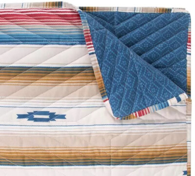 PAINTED DESERT BLUE 50x60 QUILT THROW : NATIVE THUNDERBIRD SOUTHWESTERN BLANKET