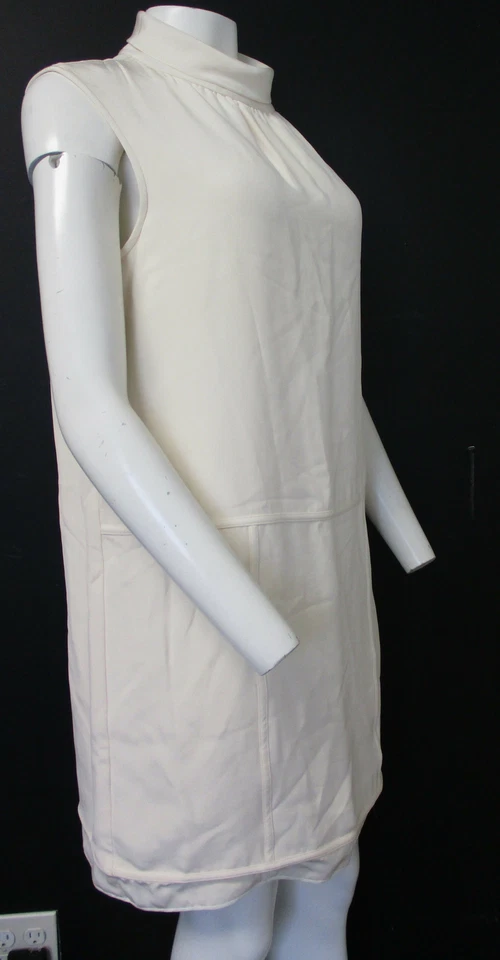 OSCAR DE LA RENTA 100% seda crema vestido recto sin mangas talla 12 Foto 2 de 4