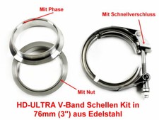 HD V-Band Clamp 76Mm V2A Stainless Steel With Weld Rings 3" Inch VR6 Turbo R32