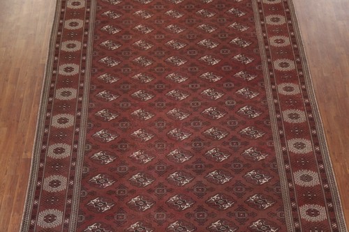 Vintage Geometric Bokhara Maroon Color Area Rug 8'x12' Wool Hand-knotted Carpet - Picture 3 of 12