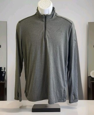 Adidas Climalite Jacket Medium Gray Men Running 3 Stripe 1/4 Zip