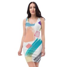 Womens Stretch Fit Bodycon Dress - Pastel Pattern