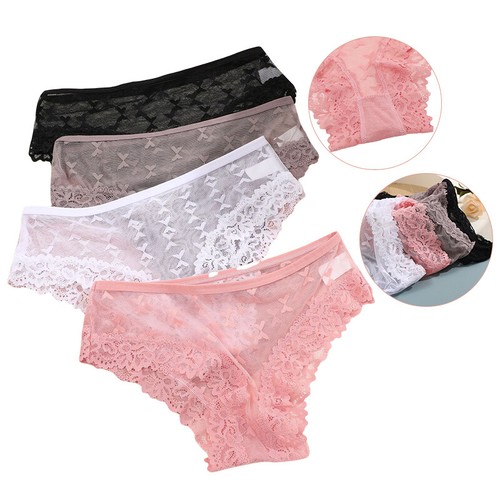4Pcs Sexy Knickers Panties Sheer Lace Briefs Thongs Ladies Womens Underwear - Picture 3 of 14