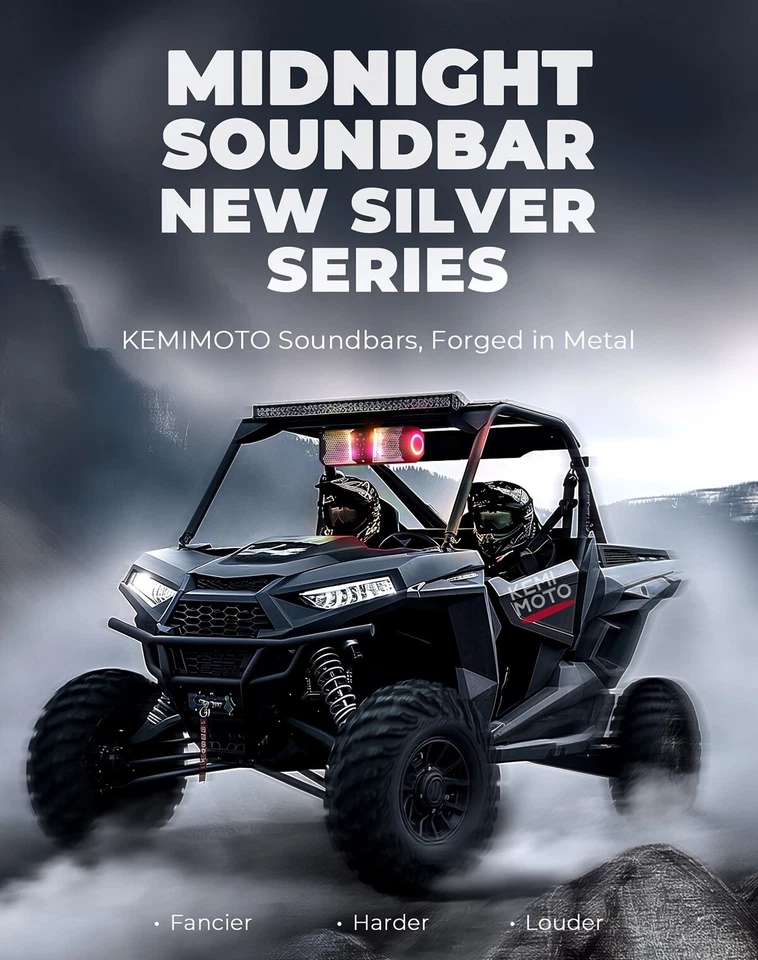 KEMIMOTO Midnight S40 16in RGB UTV Sound Bar IP66 300W Peak Power for Golf Cart - Image 2 of 4