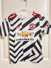 Authentic Manchester United Adidas Youth 9-10Y/140 White Zebra Jersey