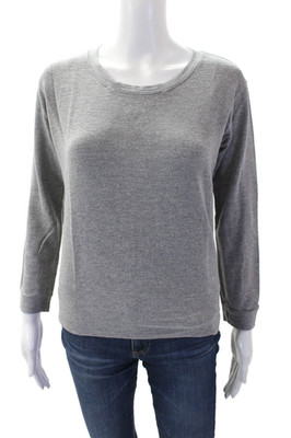 Monrow Womens Long Sleeves Crew Neck Sweatshirt Gray Cotton Size Extra Small