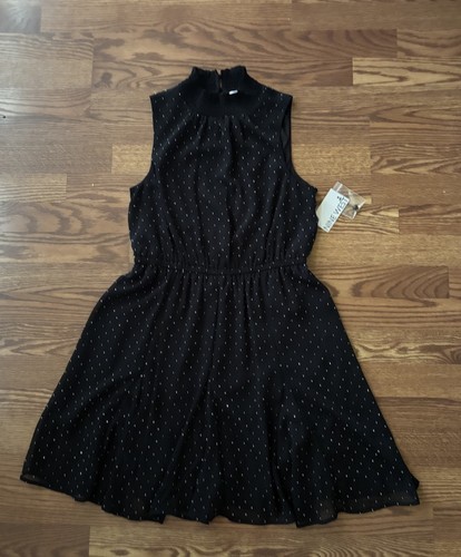 Women’s Nine West Black Glitter Mock Neck Flair Dress Size Small - Picture 4 of 8