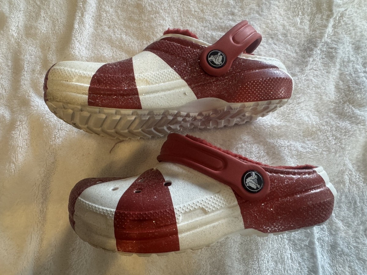 CROCS Red & White Peppermint Glitter Lined Clogs Crocs - Brandclub - Crocs Unisex-Adult Classic Holiday Lined  main image 2