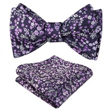 Mens 2 PCS Floral Pattern Self-tied Bow Tie and Handkerchief Set for Suit