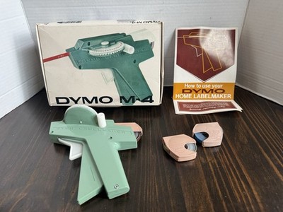 Vintage Dated 1965 DYMO M-4 Label Maker Green  W/3 Rolls Of 1/4  Tape