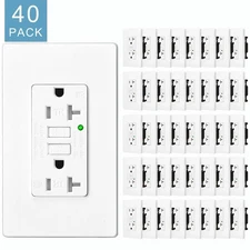 GFCI GFI Outlet 20 Amp Safety Receptacle w/ Wall Plate LED Indicator TR WR 40Pcs