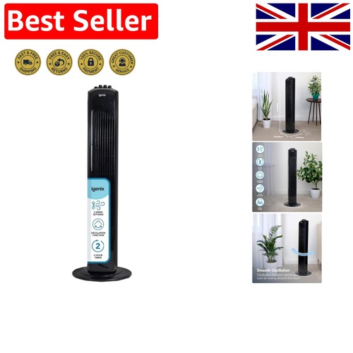 Oscillating Tower Fan, 30 Inch, 3 Speed Settings, 2 Hour Timer with Auto Shut...