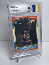 1986-87 Fleer Purvis Short Jersey Fusion Game Used 3 Color Patch Graded Beckett