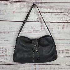 Borsa a tracolla Desmo in pelle di ciottoli nera e marrone Made in Italy lusso silenzioso 
