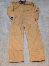 VTG Carhartt Duck Canvas Quilted Insulated Coveralls Mens Brown 48 See Descript