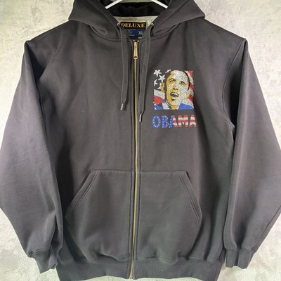 Barack Obama Rhinestone Hoodie XL Full Zip Heavyweight Bling 2009