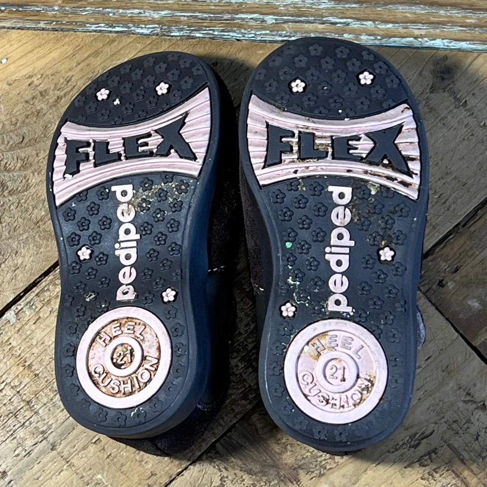 Zapatos Pediped Marrón Cuero Gamuza Floral Bordado Niño Pequeño Talla US 5 EU 21 Foto 3 de 4