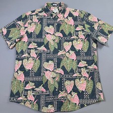Reyn Spooner Eddy Y Hawaiian Shirt Mens XL Tapa Anthurium Floral Limited Issue
