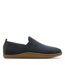 Clarks Mens Home Mocc Slipper Navy Suede Slip Ons,Slippers