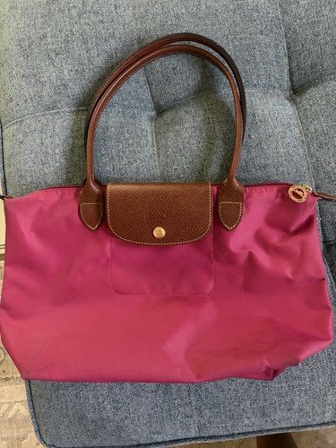Longchamp Brown Leather Snap Closure tote/ 15”x9.5” 