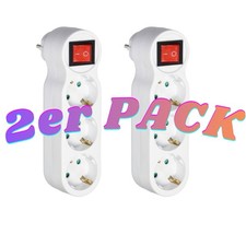 2er SET 3-Fach Mehrfachstecker Steckdosenadapter Steckdosenverteiler m. Schalter