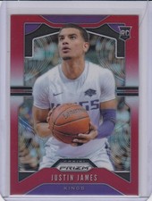 * JUSTIN JAMES * 2019-20 PRIZM RED REFRACTOR HOLO RC SERIAL # 299