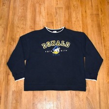 Disney Store Donald Duck Sweatshirt Mens XL Navy Blue Excellent Embroidered 90s