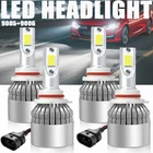 9005 9006 LED Headlight Kit Combo Bulbs 10000K High Low Beam Super White Bright