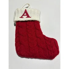 Kohl's Red Cable Knit Christmas Stocking Initial "A "Holiday Decor Small