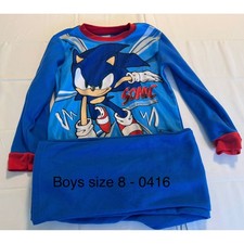 Sonic the Hedgehog Boys Fleece Pajama Set Blue Red Size 8 2 Piece Sleepwear