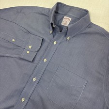 Brooks Brothers 346 Blue Micro Houndstooth Size 17-6/7 Button Up Shirt EUC