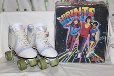 Vintage Sprints Roller Derby Skates Pastel Striped Girls Size 6 Roller Skates