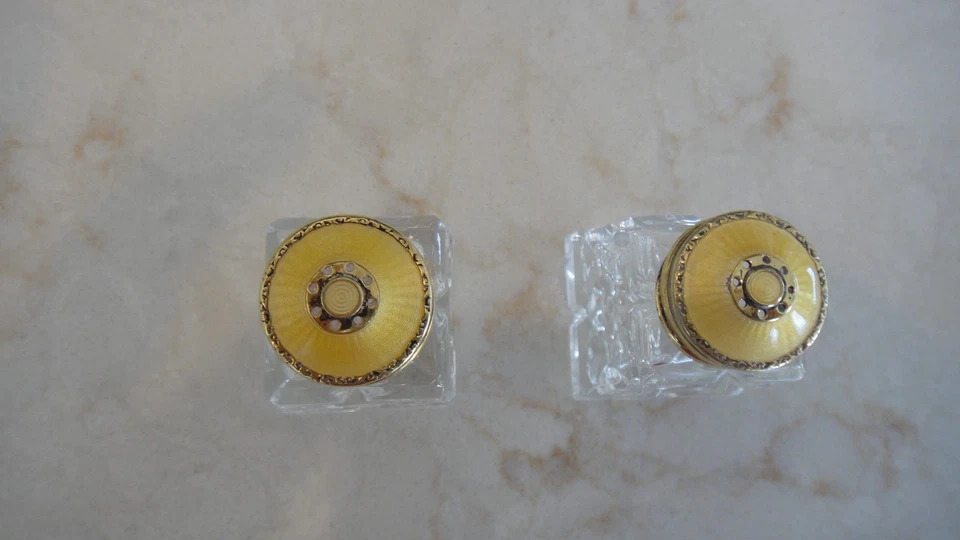 Hroar Prydz Noruega Guilloche Plomo Cristal Plata de Ley Sales Doradas Amarillo Foto 2 de 4