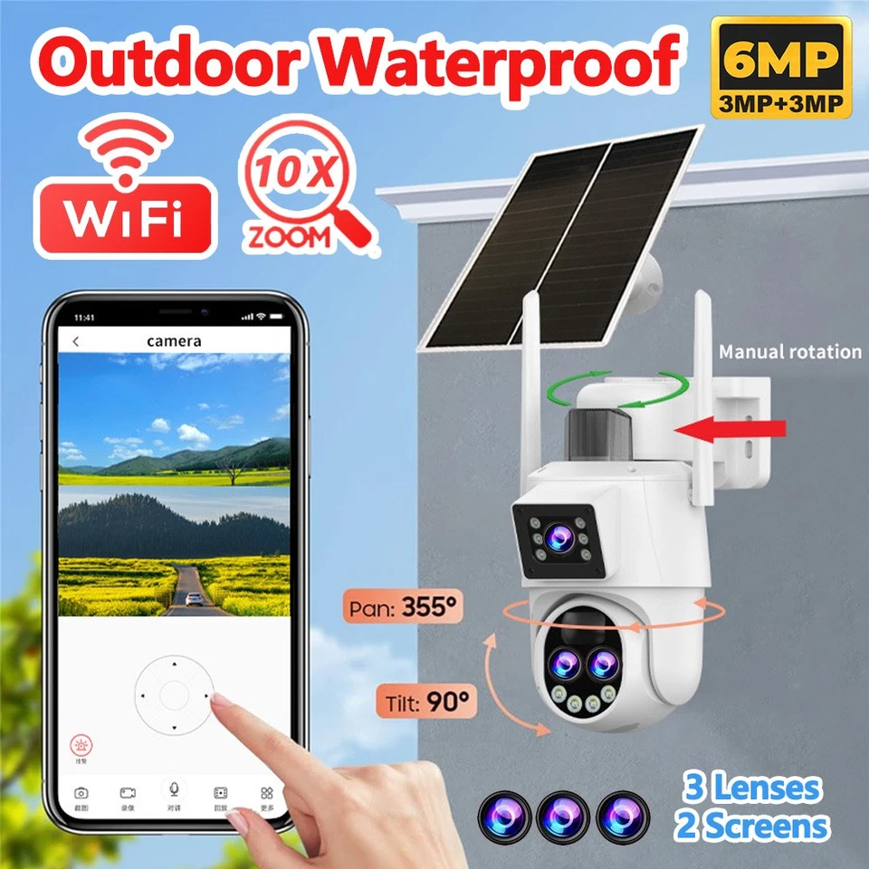 Cámara De Seguridad Solar 6MP WiFi Inalambrica Con Visión Nocturna Para Exterior Foto 2 de 4