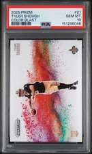 2025 Panini Prizm Tyler Shough Color Blast SP Rookie RC #21 Saints PSA 10