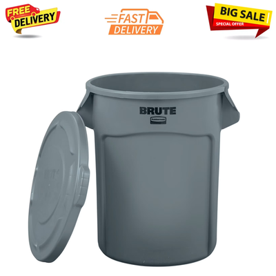 #ad #ad Rubbermaid Brute 32 Gallon Heavy Duty Trash Can with Lid Grey Outdoor Indoor Bin $41.97