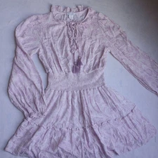 House Of Harlow Dress Small Floral Smocked Tassels Coquette Feminine