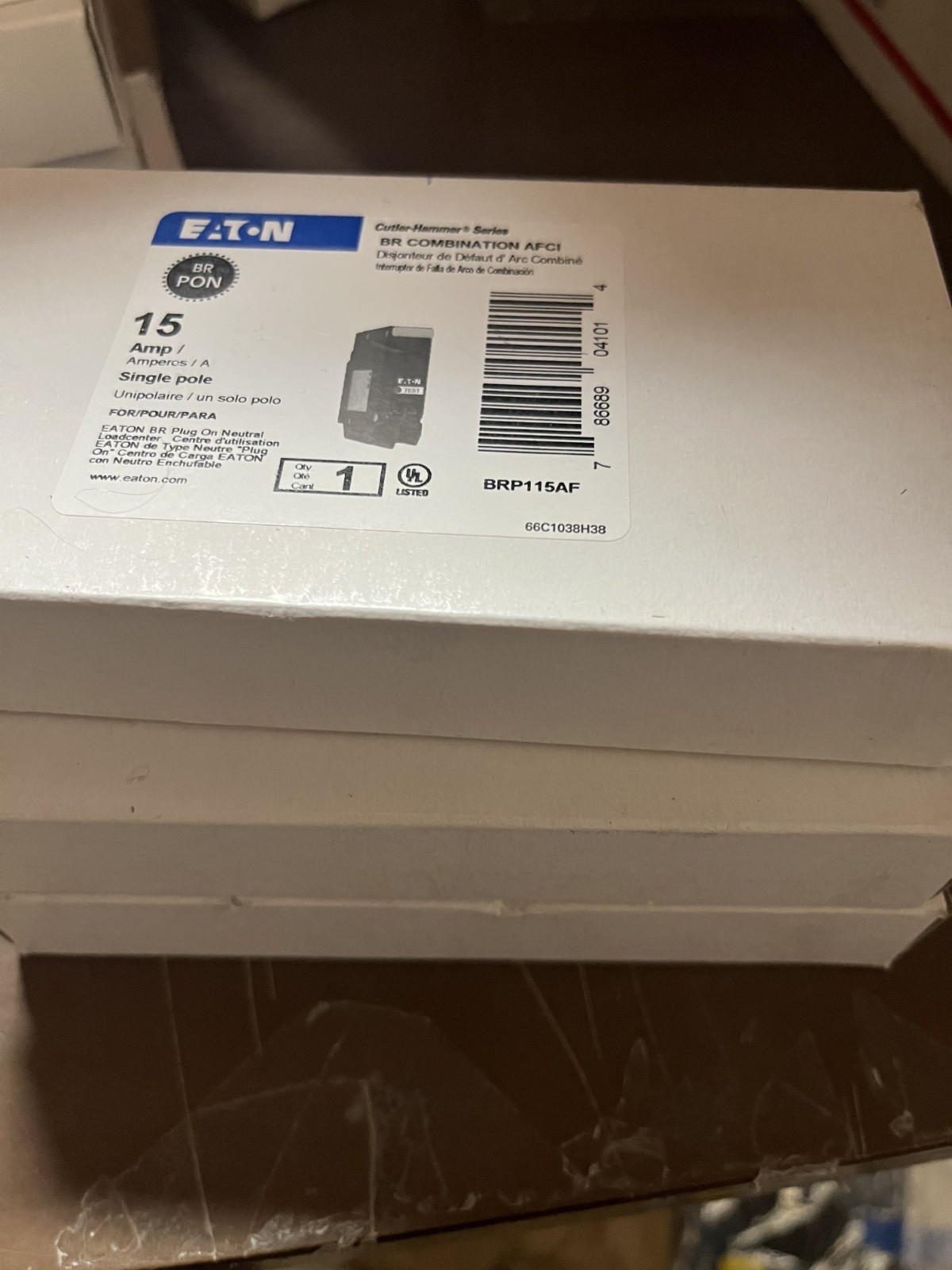 10 x CUTLER HAMMER EATON BRP115AF 15A AFCI PLUG ON NEUTRAL NEW IN BOX
