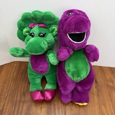Barney Baby Bop Plush Lot Set Vintage Stuffed Animal Doll Purple Dinosaur 90's