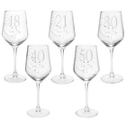 Birthday Wine Glass with Etched Number and Diamante Detailing Gift Boxed