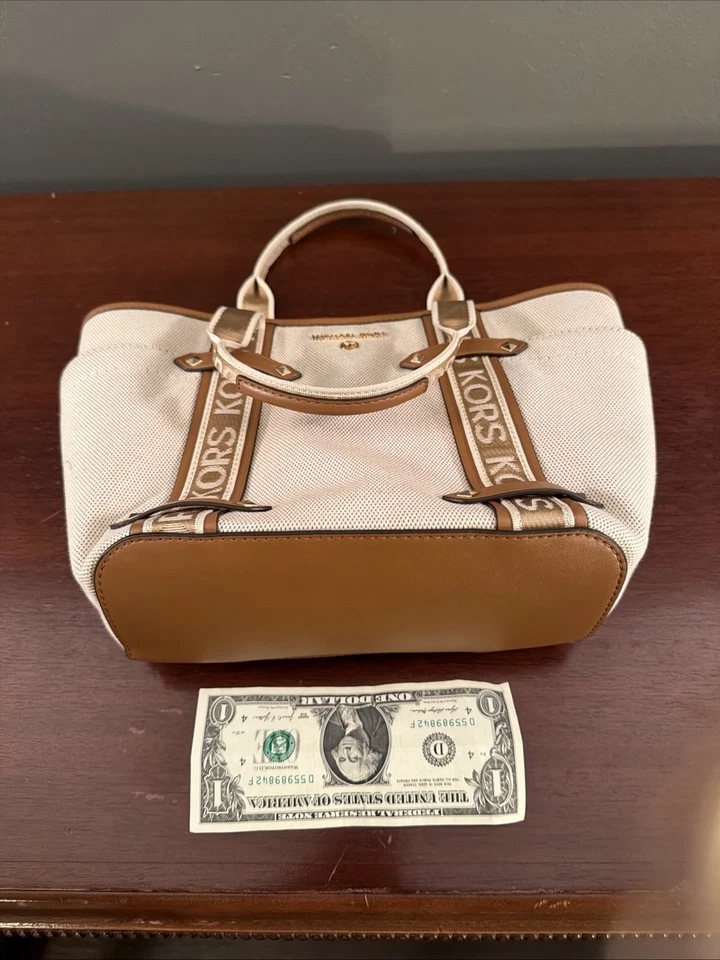 Michael Kors Maeve Small Tote Hand Bag  Detachable Strap Natural Acorn Purse - Image 3 of 4