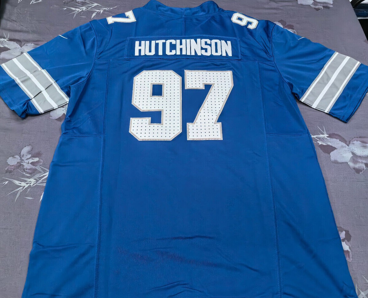 Aidan Hutchinson #97 Lions FUSE Blue Sewn Stitched Jersey