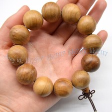 20mm Natural Brown Sandalwood Wooden Round Prayer Beads Stretch Buddha Bracelet
